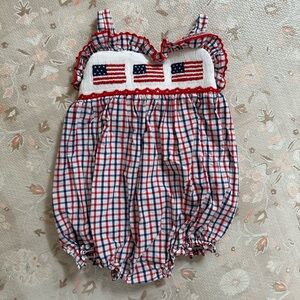 Fourth of July Smocked Romper